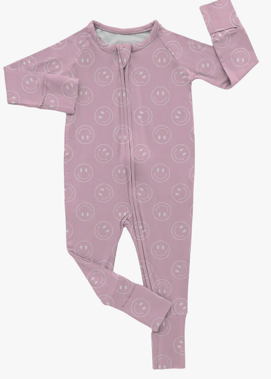 Pink Smiley Bamboo Romper